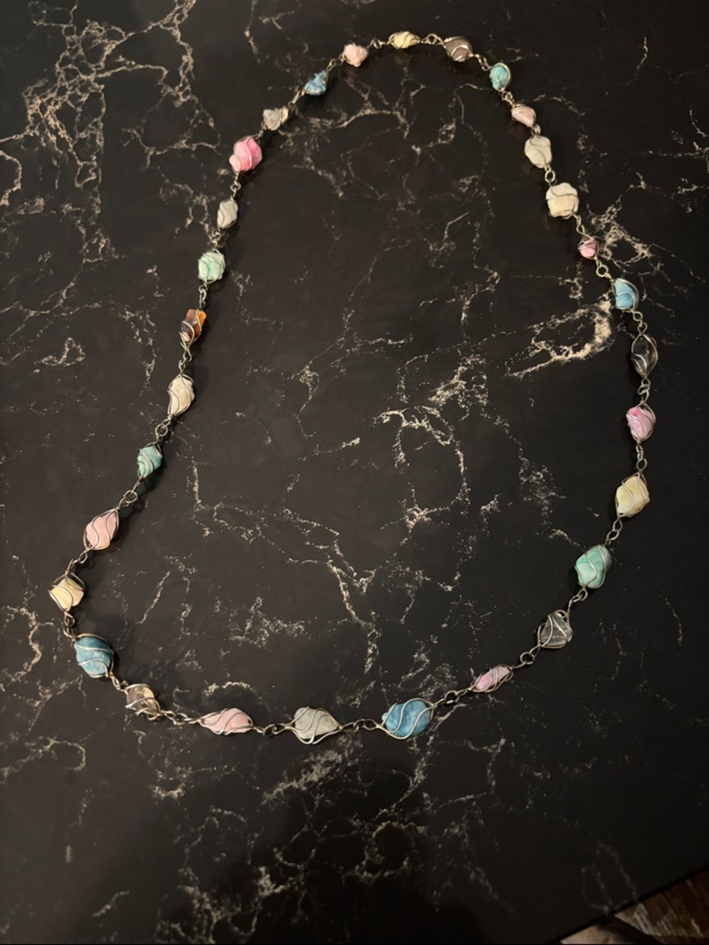 Handcrafted Multicolor Wire-Wrapped Bead Necklace - Women Jewelry